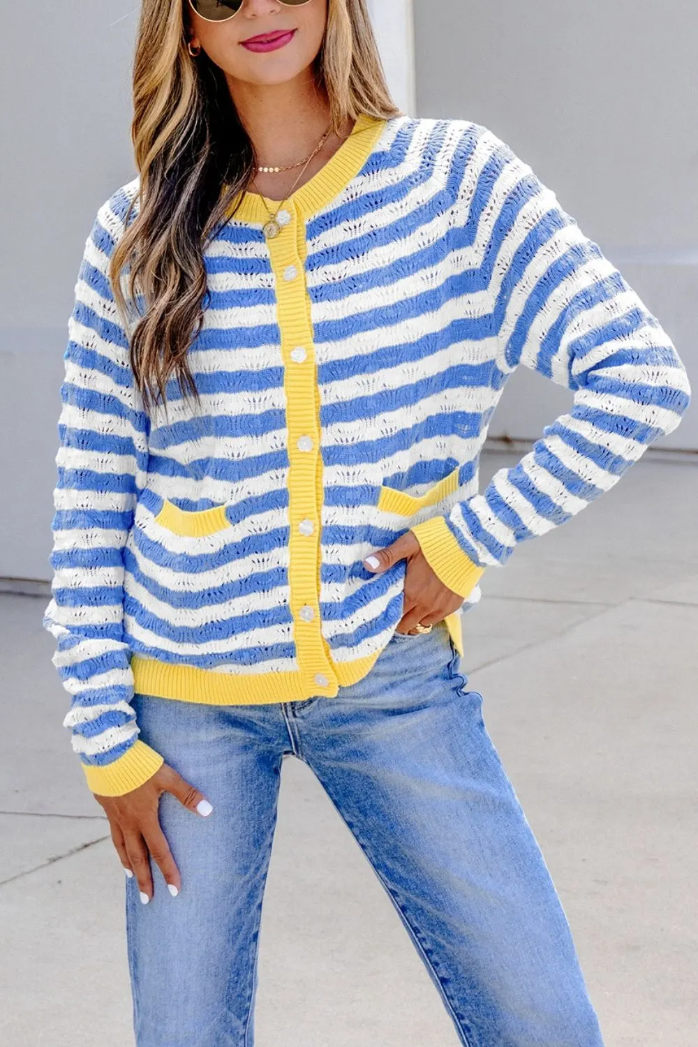 Stripe Striped Colorblock Drop Shoulder Pullover Sweater 6
