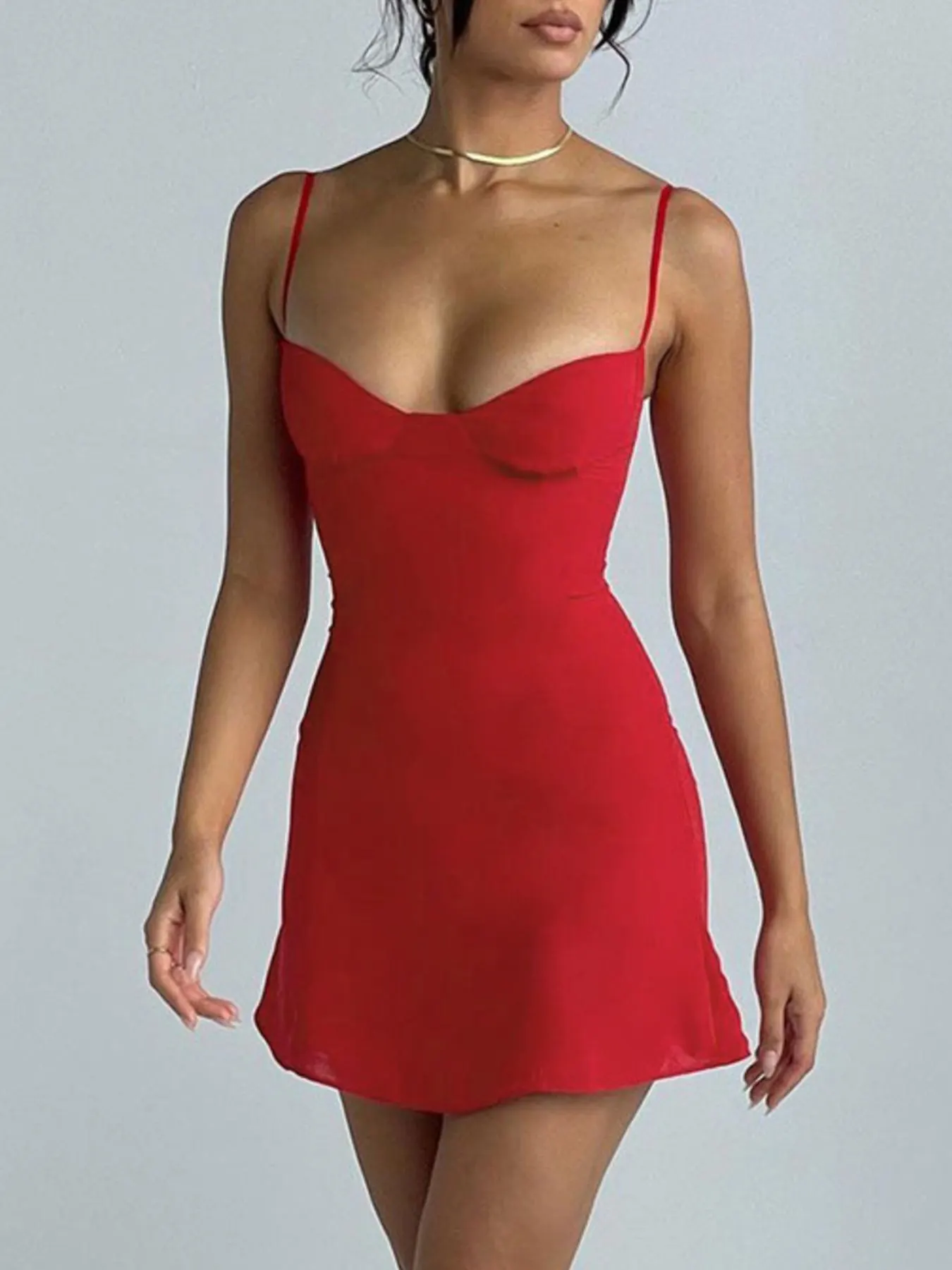 Sweetheart Neck Spaghetti Strap Mini Dress 2