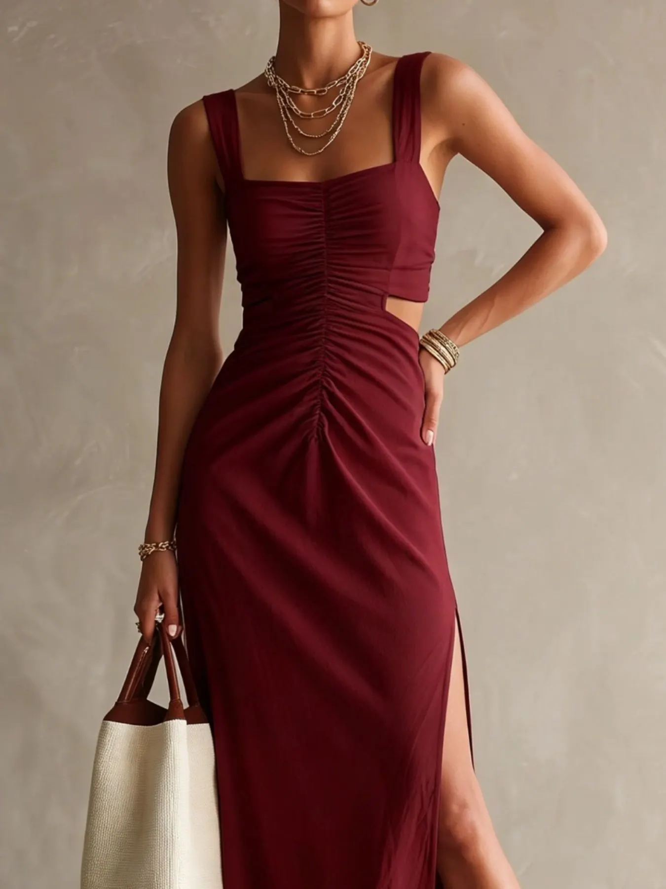 Ruched Cut-Out Midi Dress 10