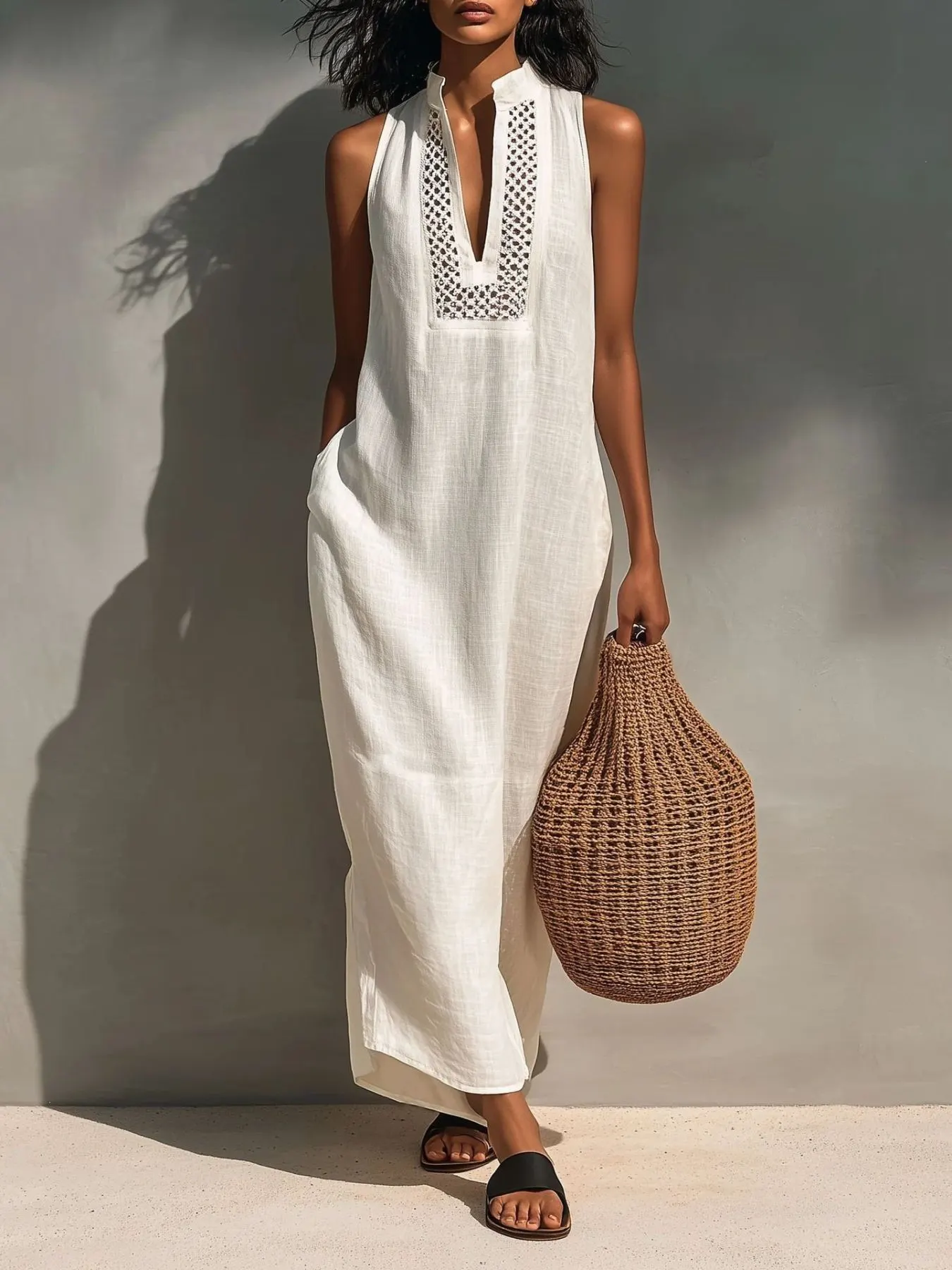 Sleeveless Maxi Dress with Pockets