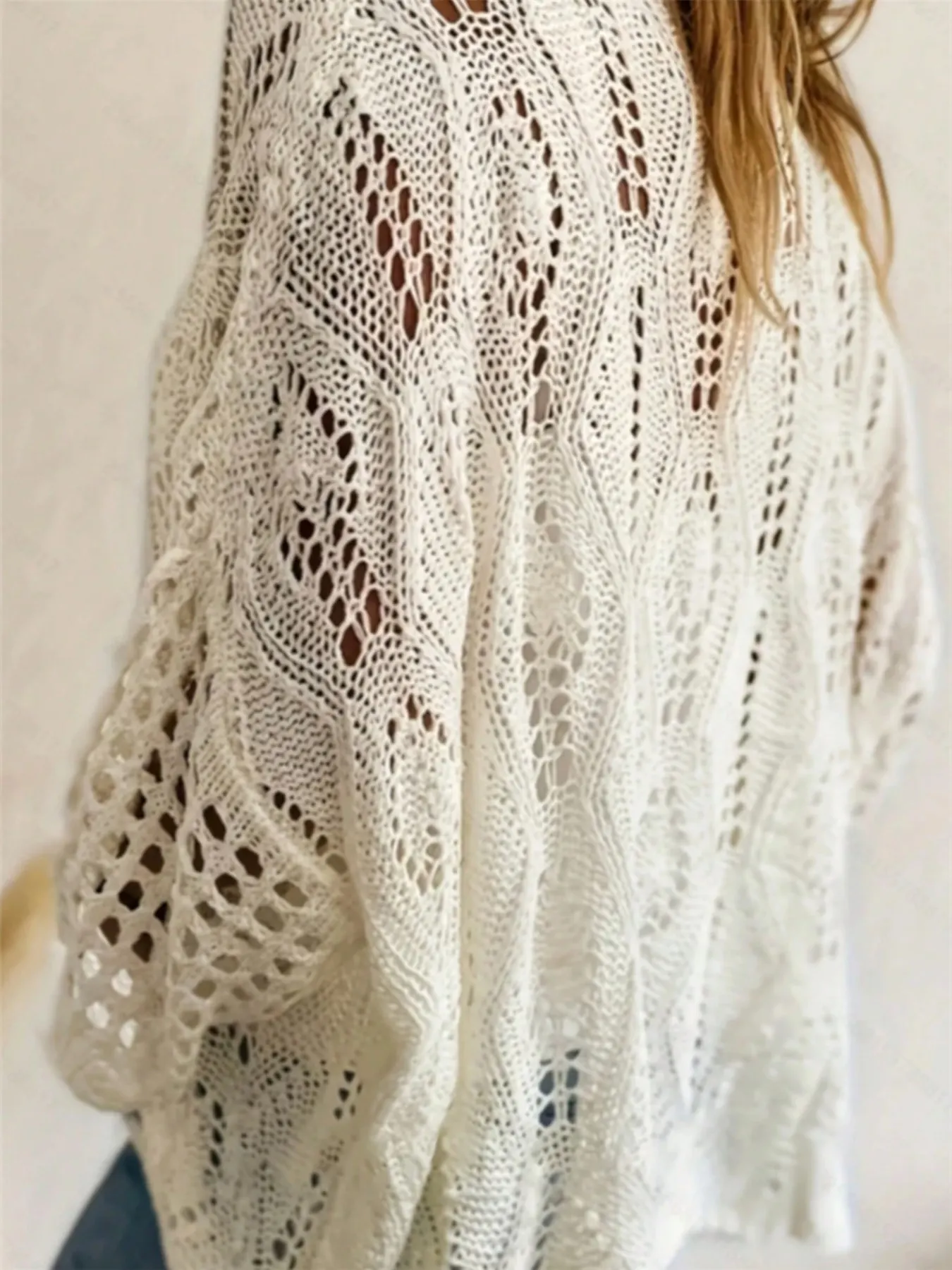 Boat Neck Crochet Knit Cover Up 3