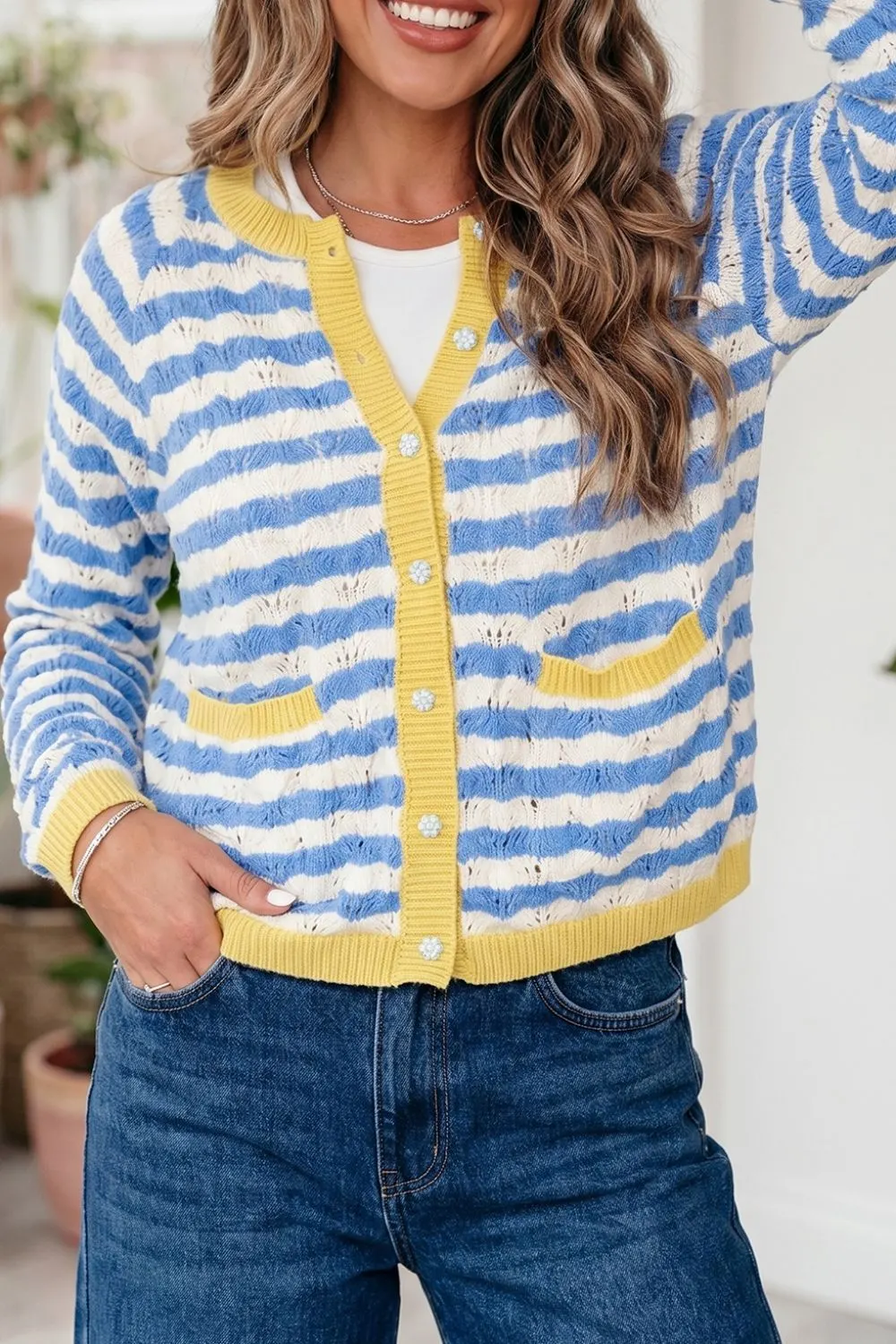 Stripe Striped Colorblock Drop Shoulder Pullover Sweater 9