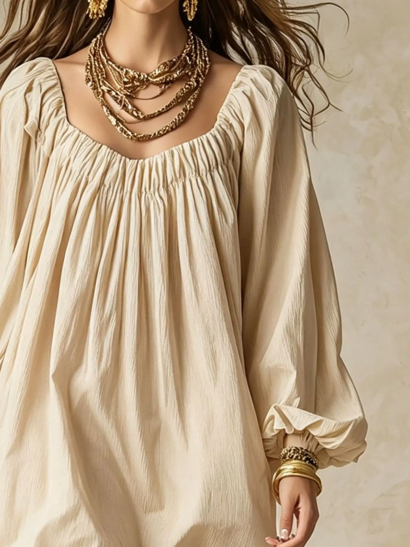Flowy Balloon Sleeve Mini Dress 10