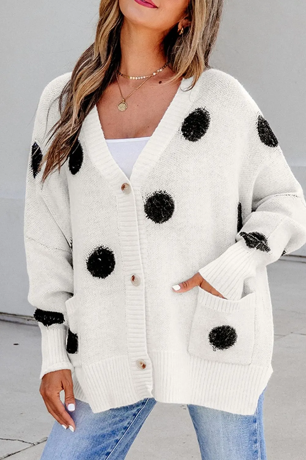 Polka Dot Button Up Cardigan