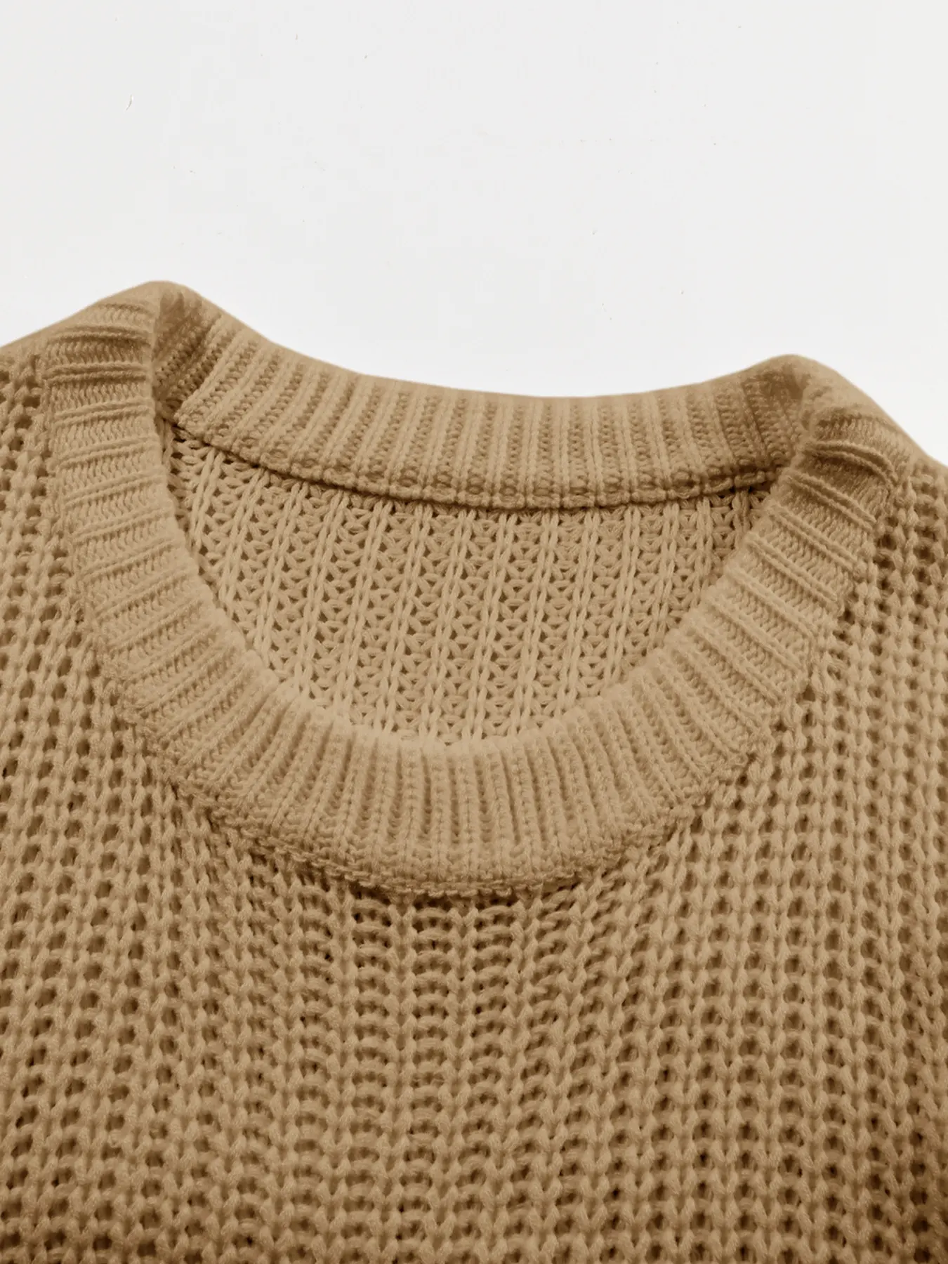 Ribbed Knit Round Neck Slouchy Chunky Sweater 15