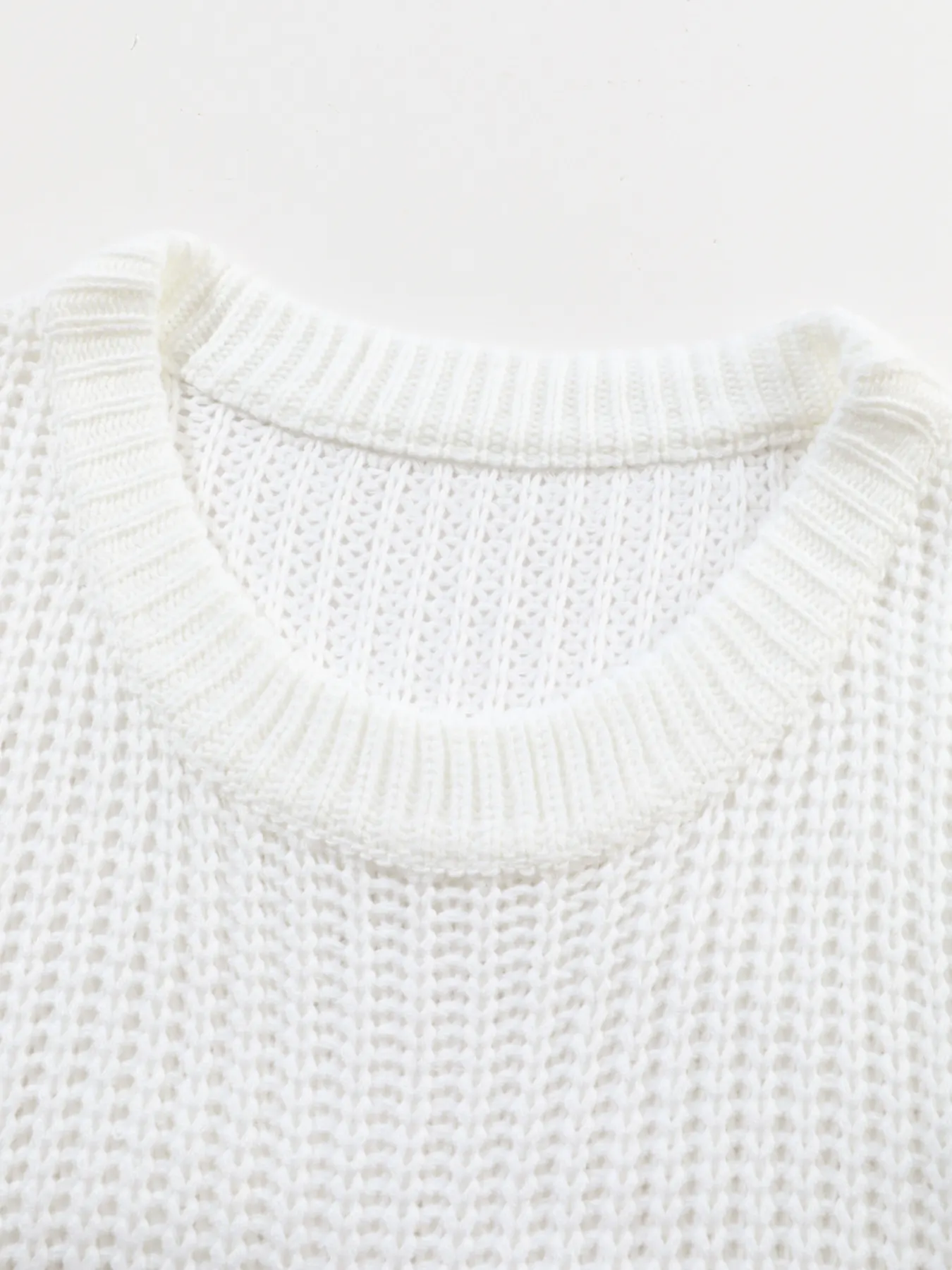 Ribbed Knit Round Neck Slouchy Chunky Sweater 8