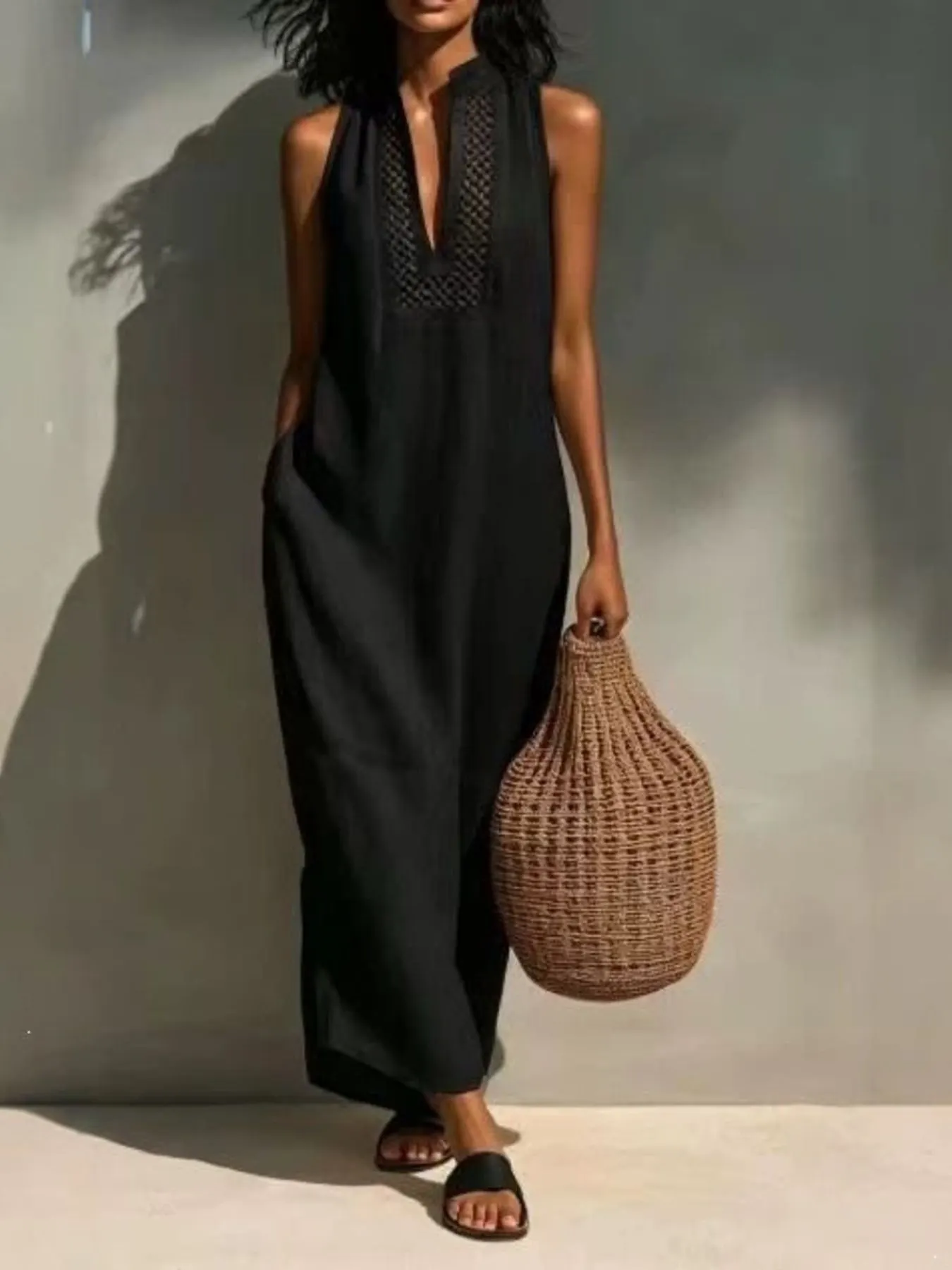 Sleeveless Maxi Dress with Pockets 4