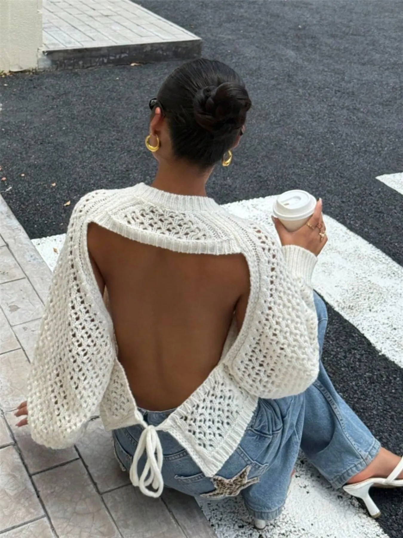 Crochet Knit Raglan Sleeve Sweater 4