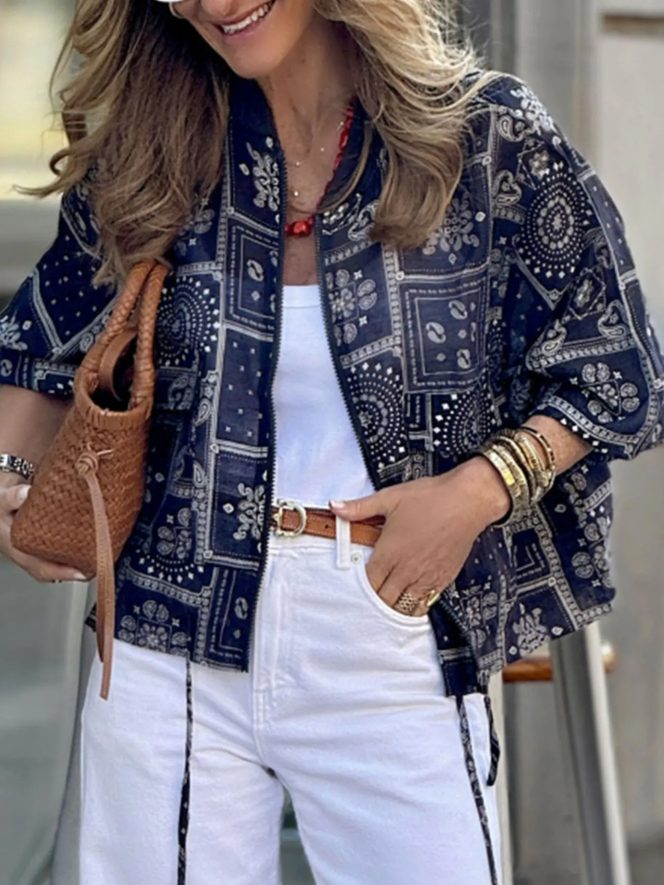 Printed Zip Up Jacket 5