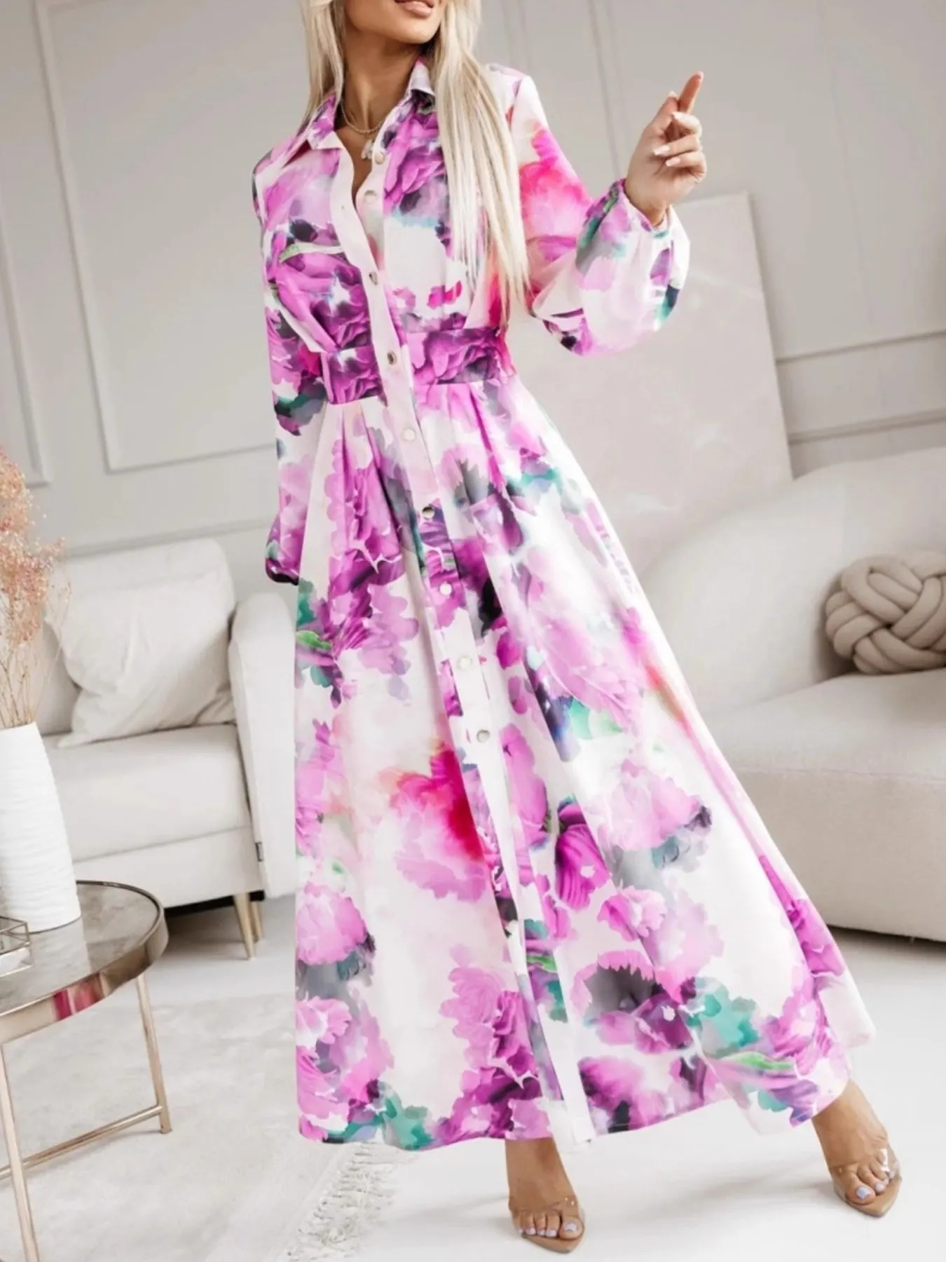 Long Sleeve Maxi Shirt Dress 11