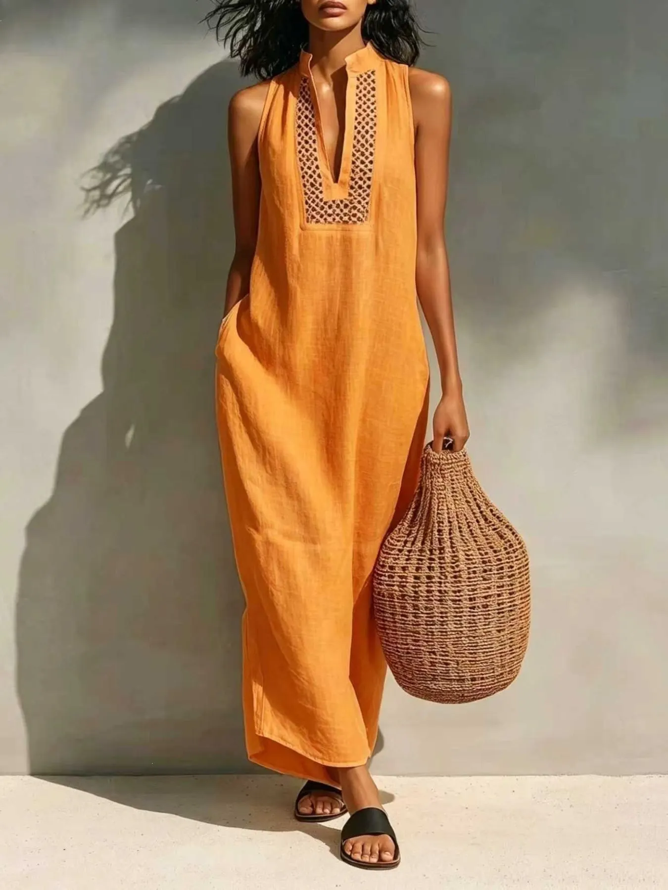 Sleeveless Maxi Dress with Pockets 5