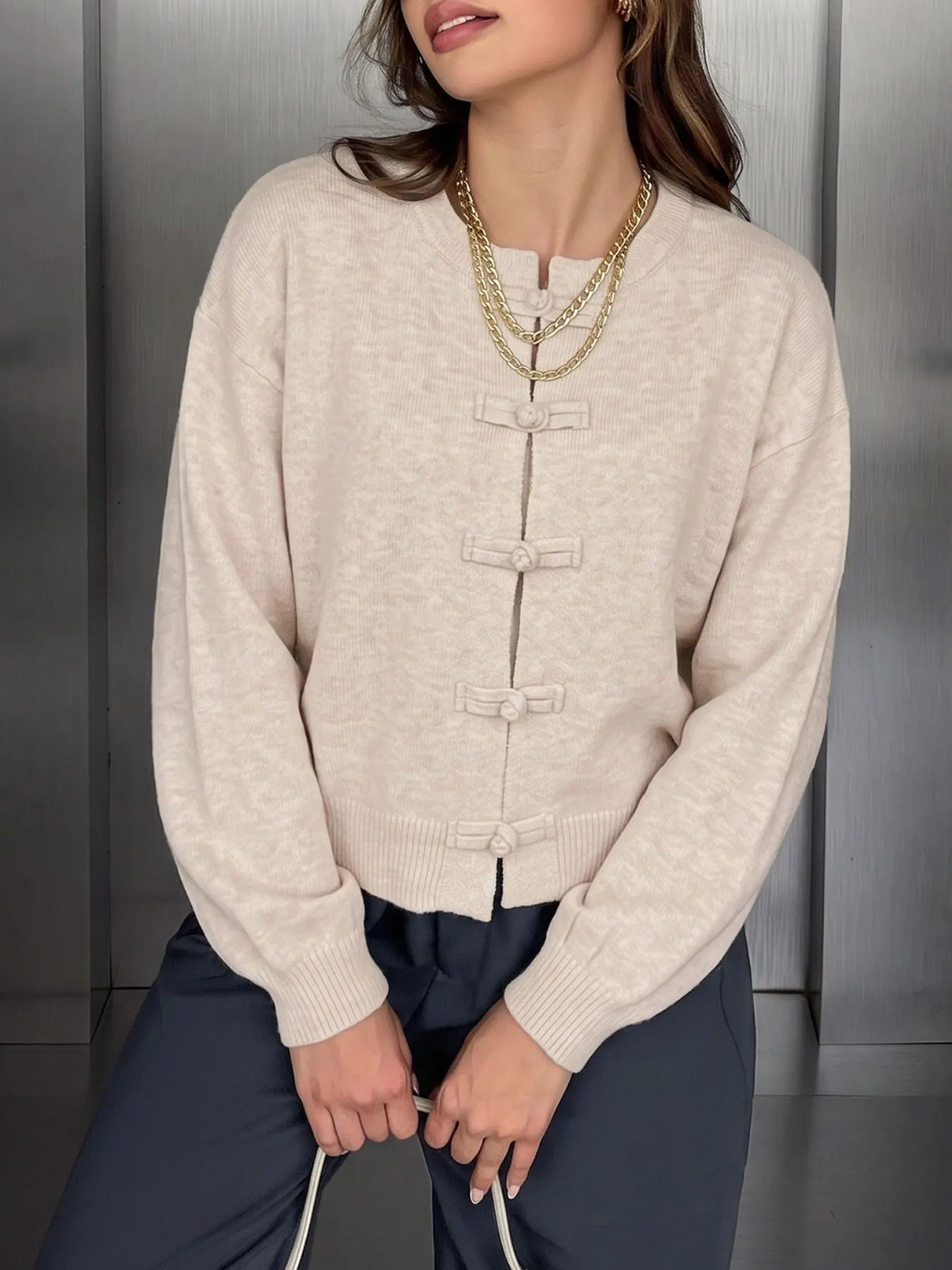 Chunky Knit Dropped Shoulder Sweater 10