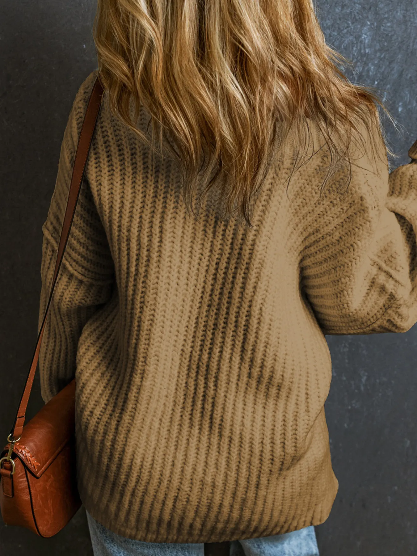 Ribbed Knit Round Neck Slouchy Chunky Sweater 12