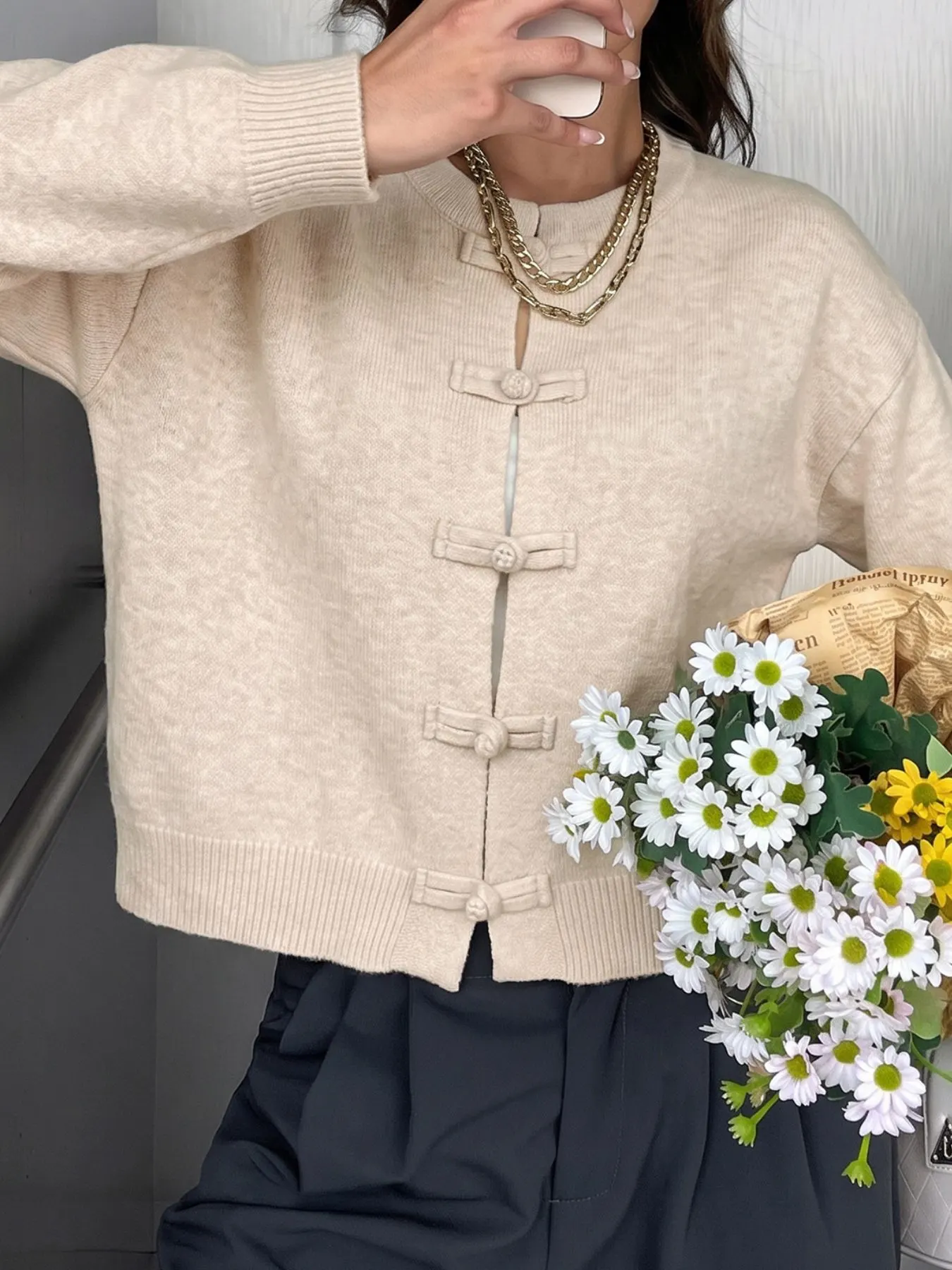 Chunky Knit Dropped Shoulder Sweater 15