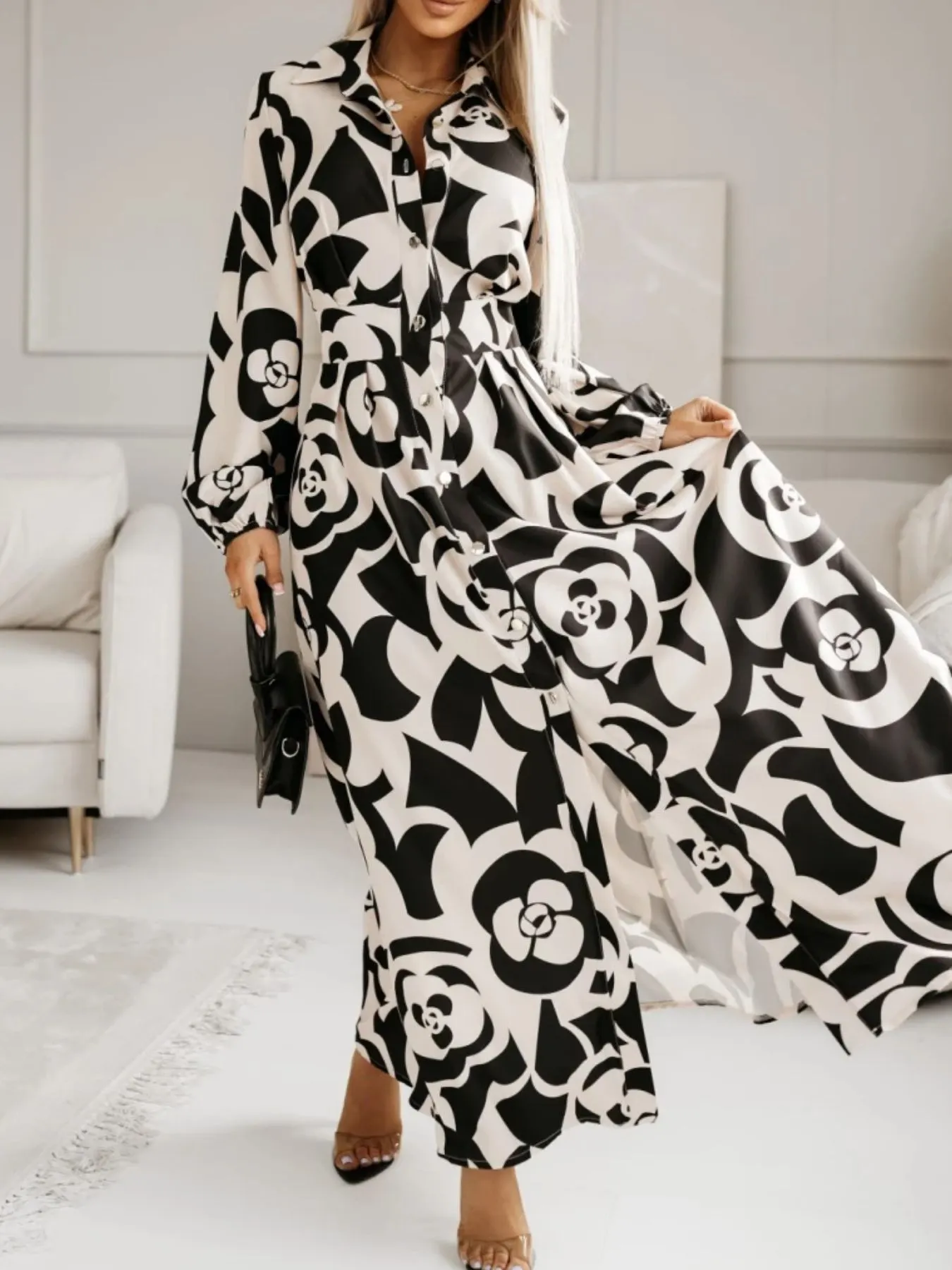 Long Sleeve Maxi Shirt Dress 8