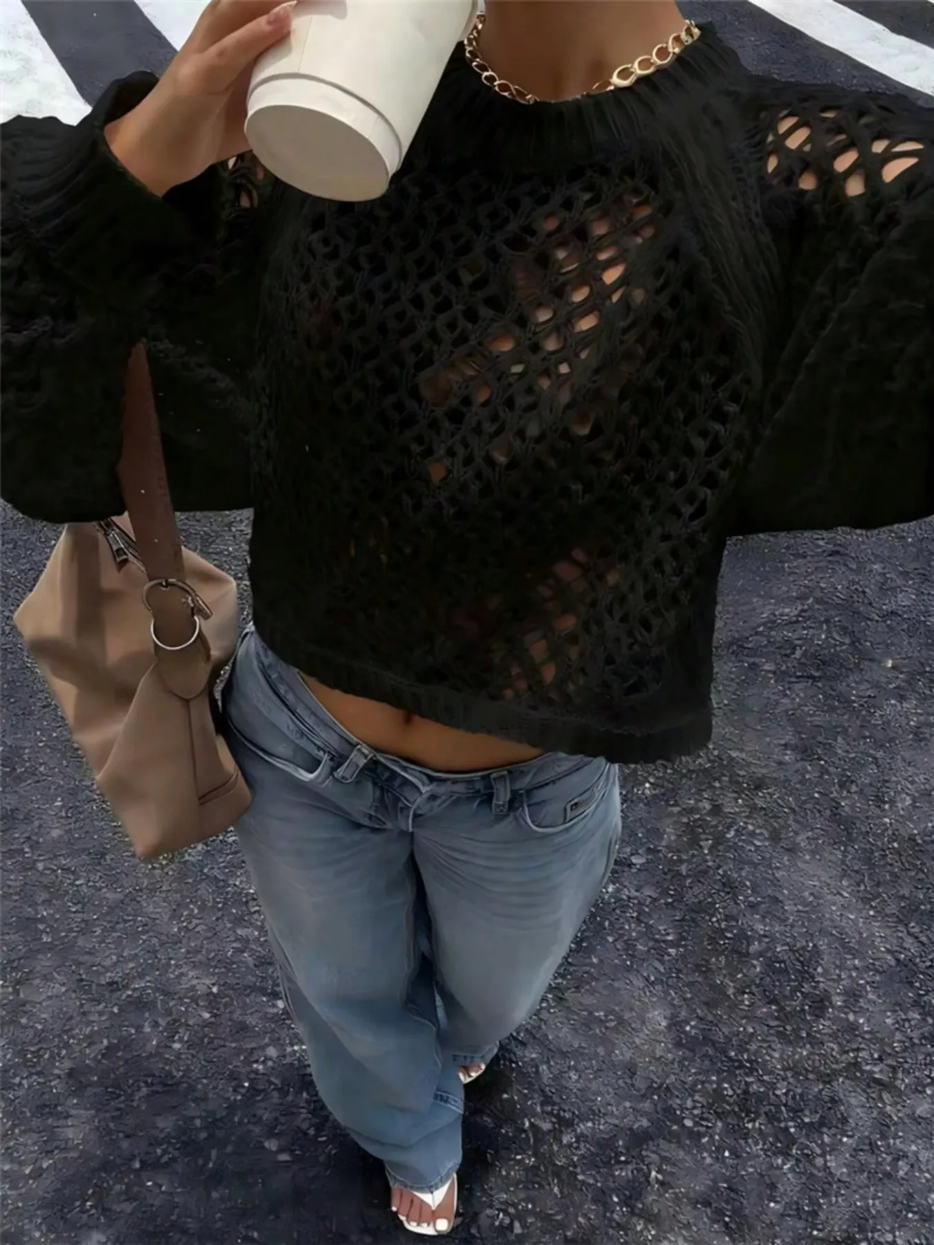 Crochet Knit Raglan Sleeve Sweater 7