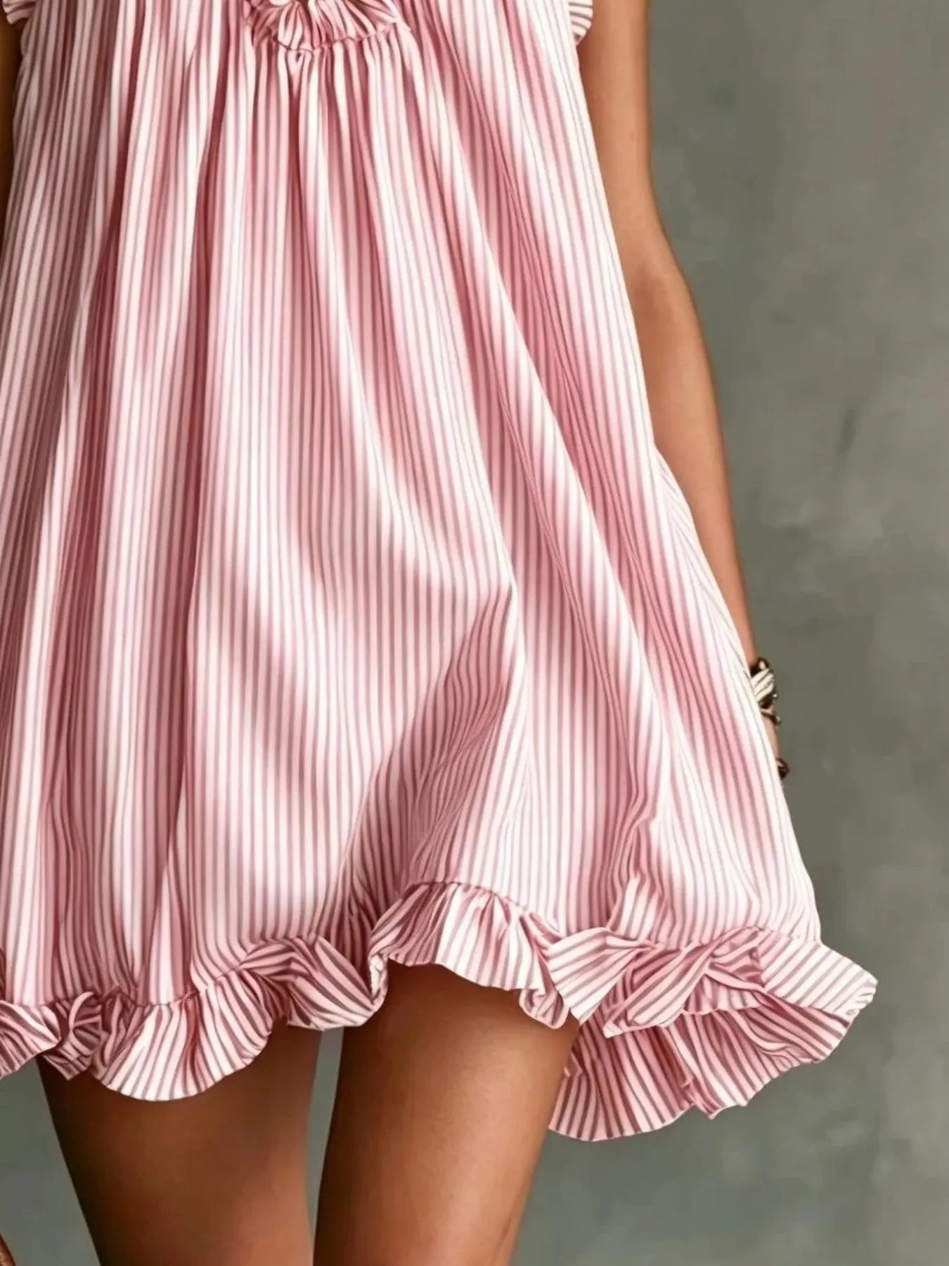 Full Size Ruffled Trim Halter Neck Mini Dress Plus Size 6