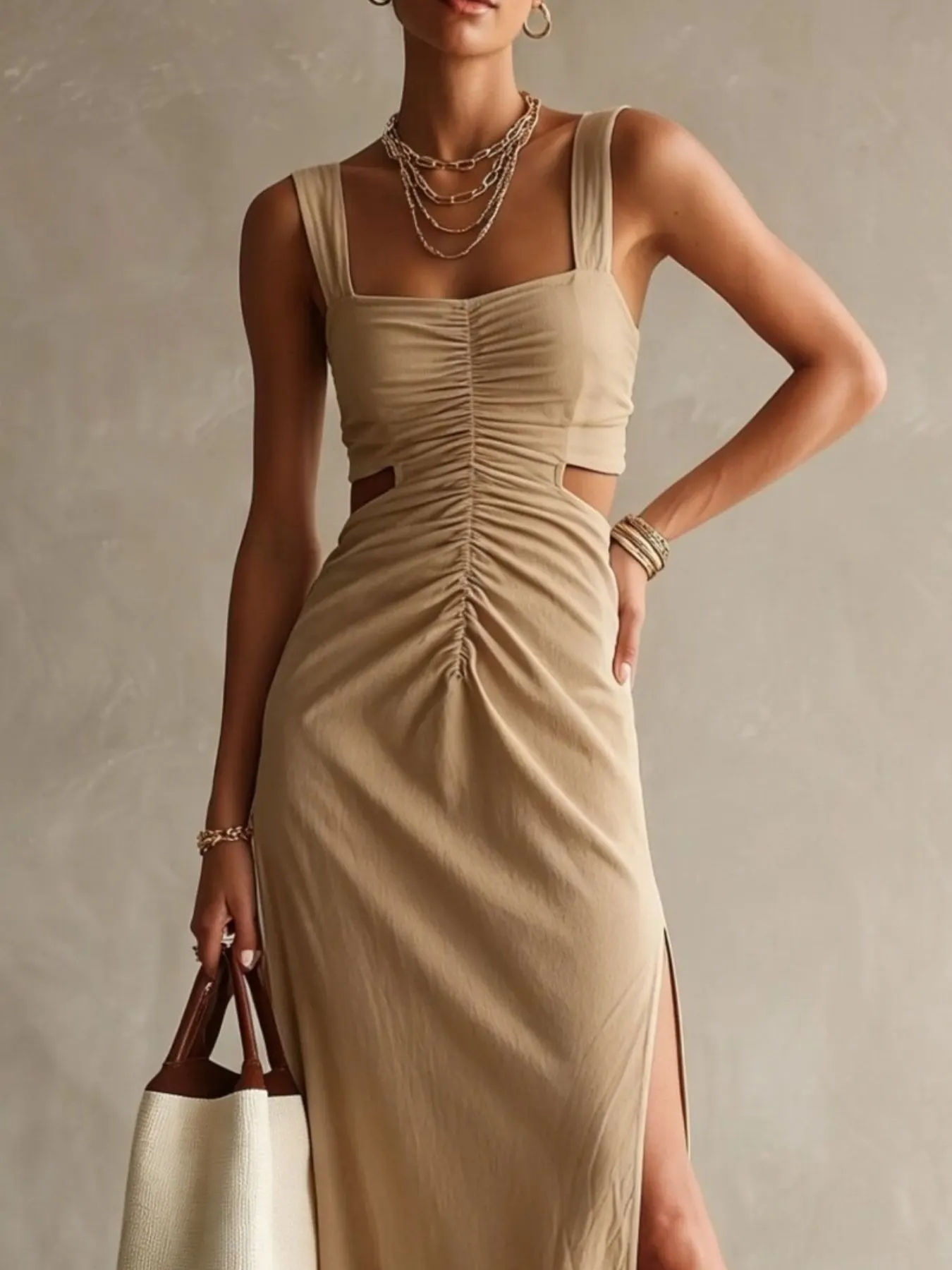 Ruched Cut-Out Midi Dress 6