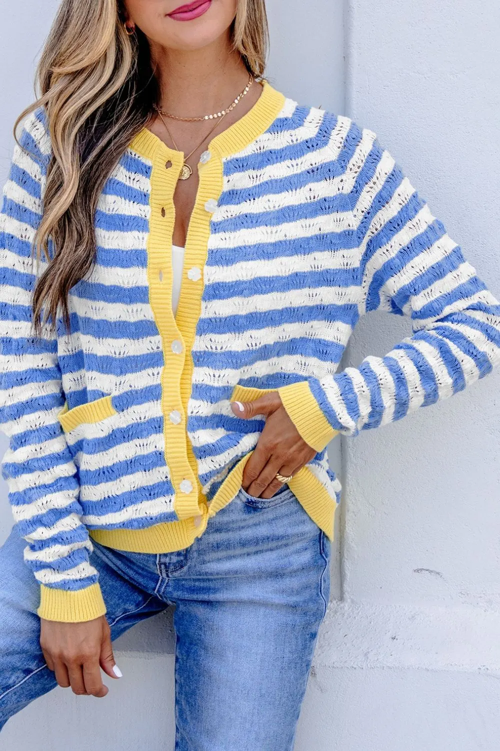 Stripe Striped Colorblock Drop Shoulder Pullover Sweater 10