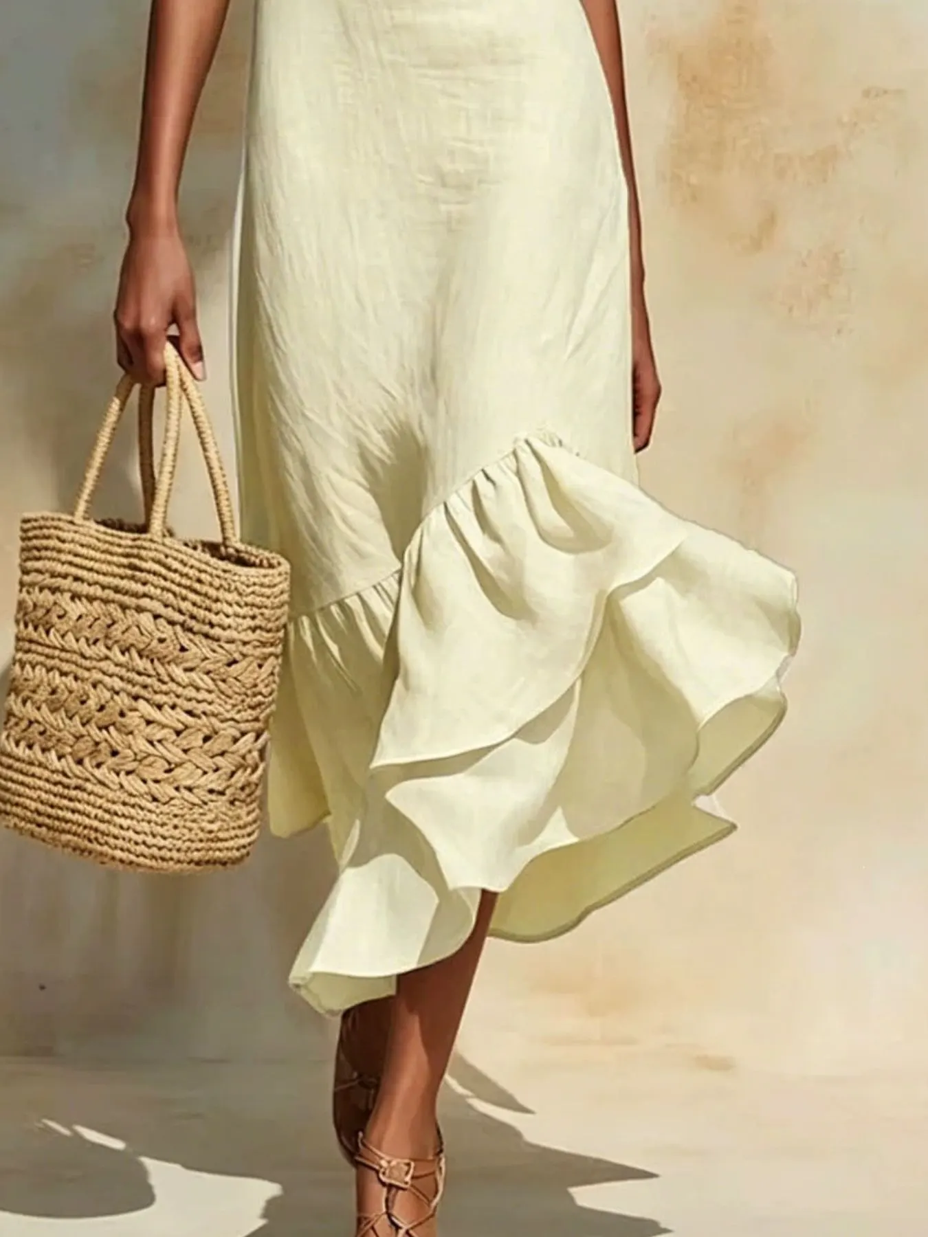 Full Size Ruffle Hem Sleeveless Midi Dress Plus Size 2
