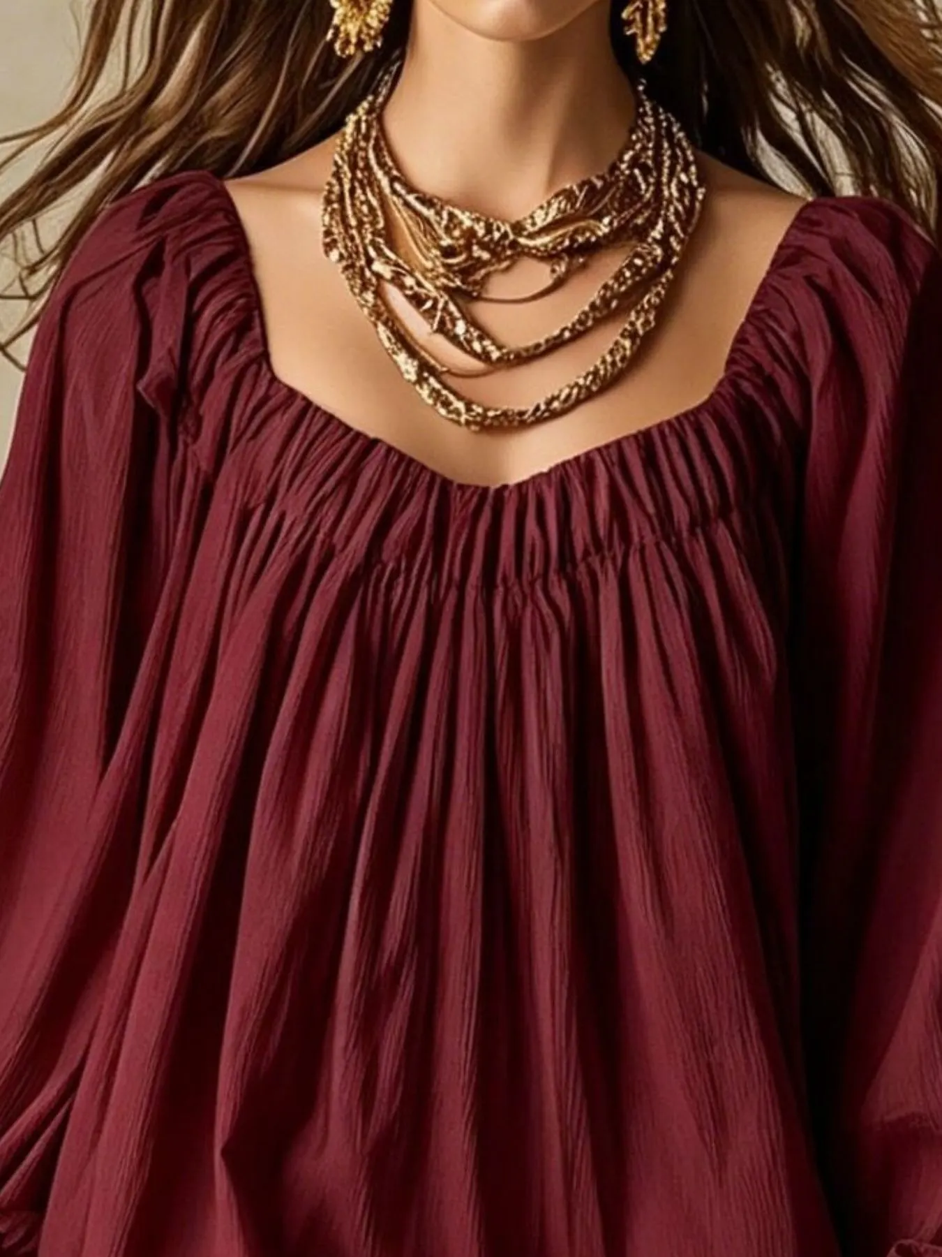 Flowy Balloon Sleeve Mini Dress 13