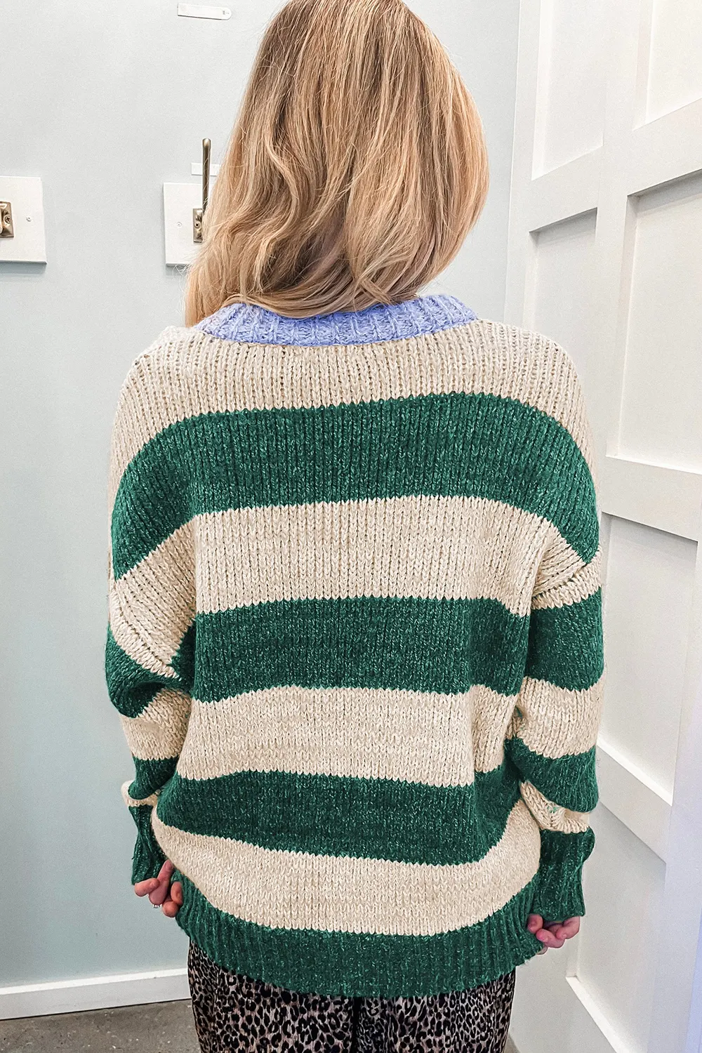 Stripe Striped Colorblock Drop Shoulder Pullover Sweater 5