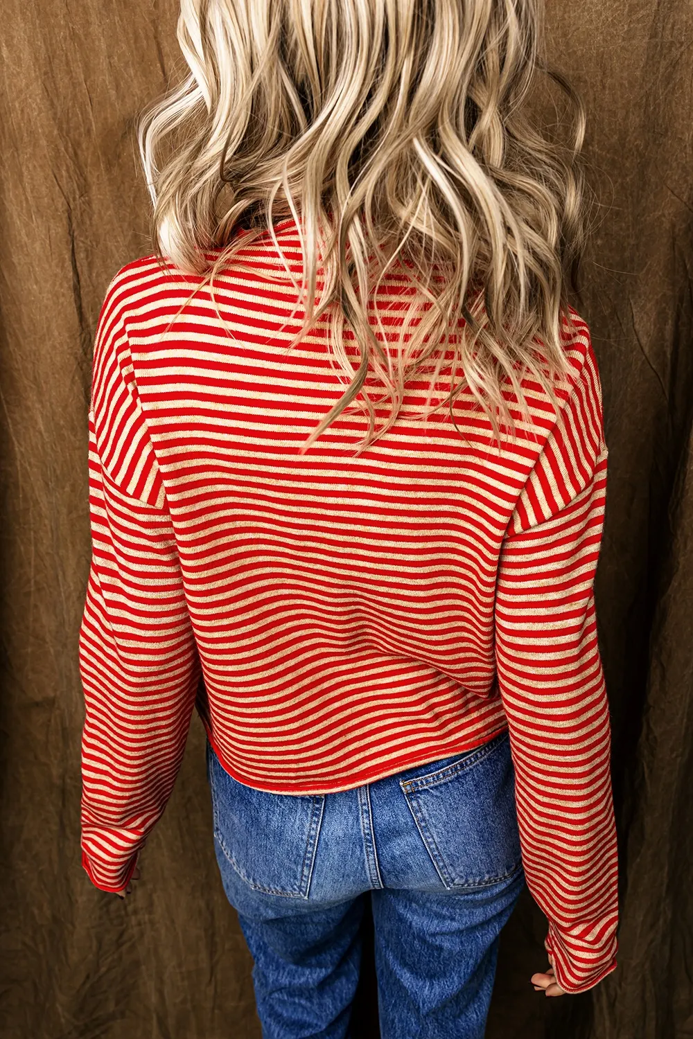 Stripe Striped Drop Shoulder Button Cardigan 19