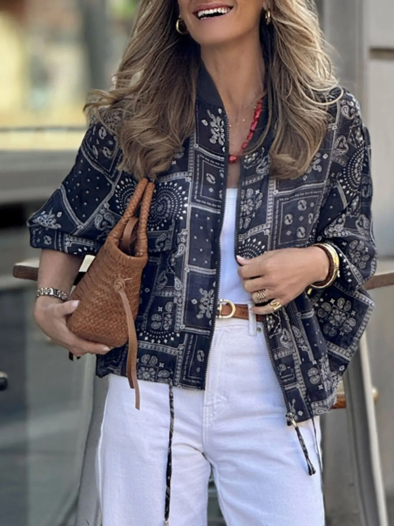 Printed Zip Up Jacket