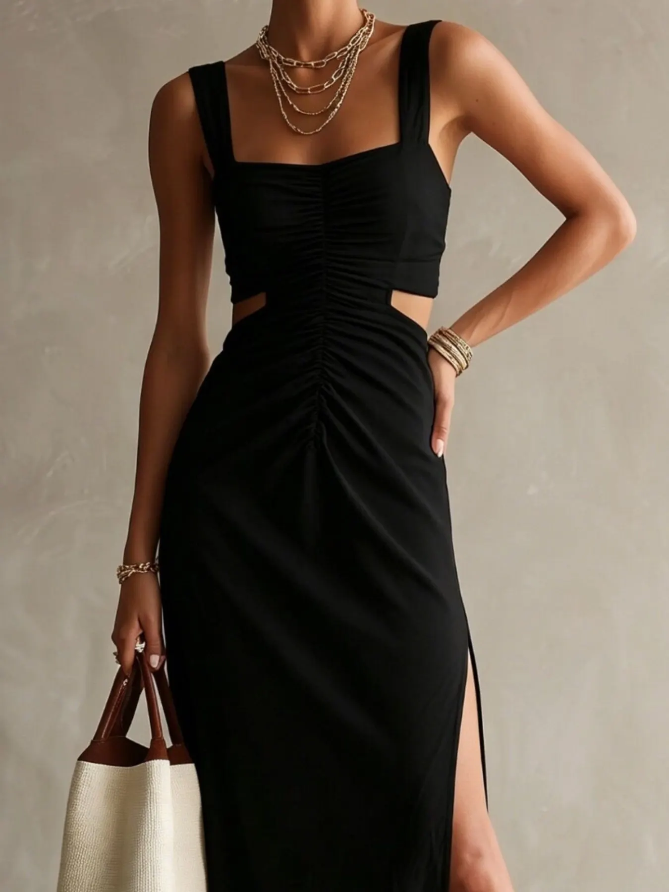 Ruched Cut-Out Midi Dress 8